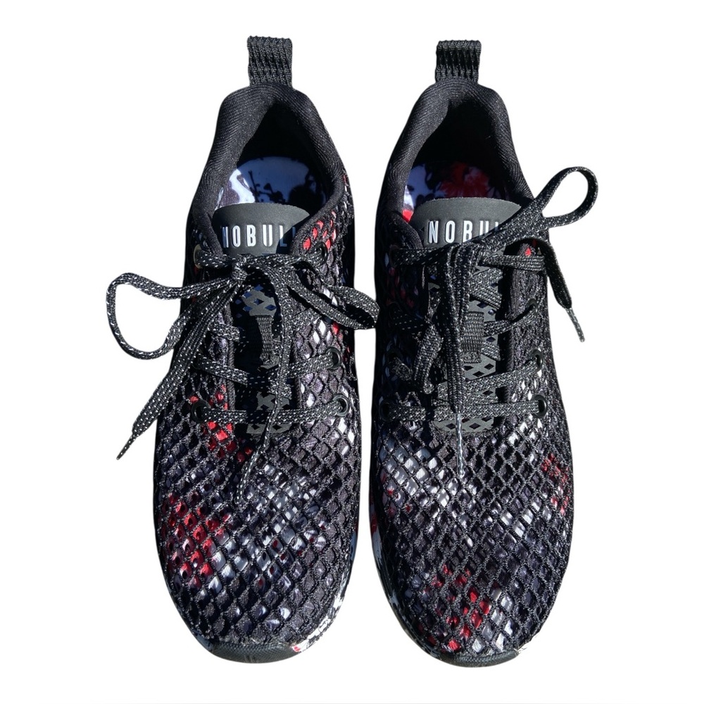 NOBULL Black Mesh Sneakers with Colorful Floral Design Women’s 7